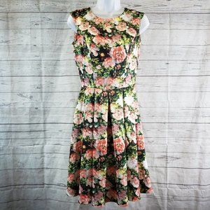 DV Collection Womens Dress Sz 40 Pink Green Floral Sleeveless